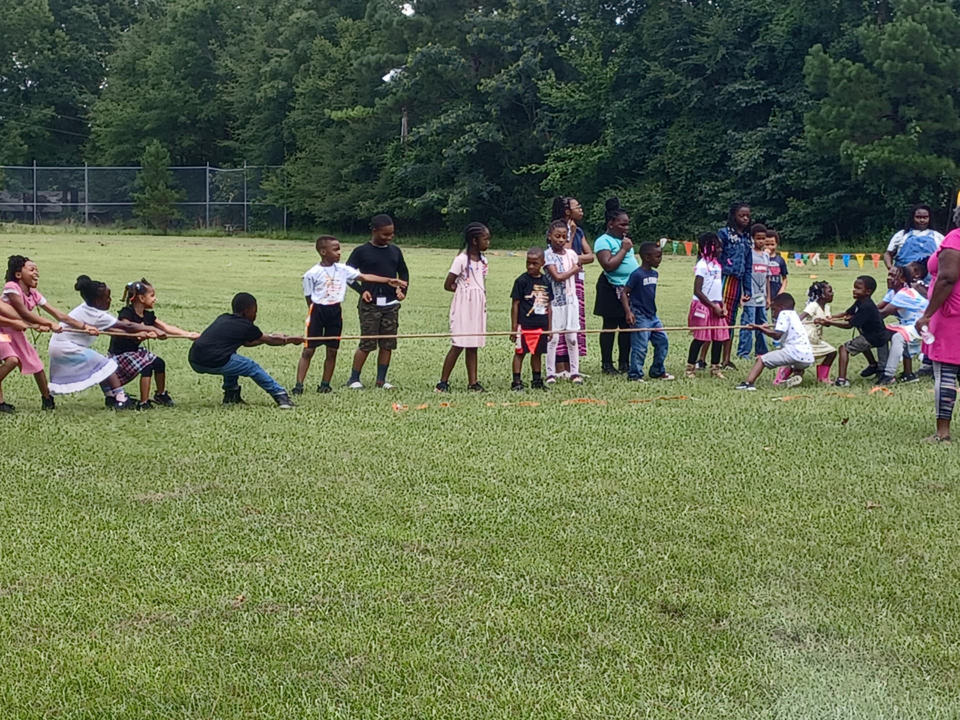 Tug of war at the camp